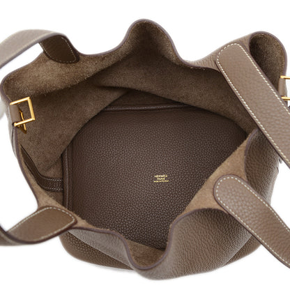 ピコタンロック MM 22 トリヨン エトゥープ ゴールド金具 C刻印 ハンドバッグ