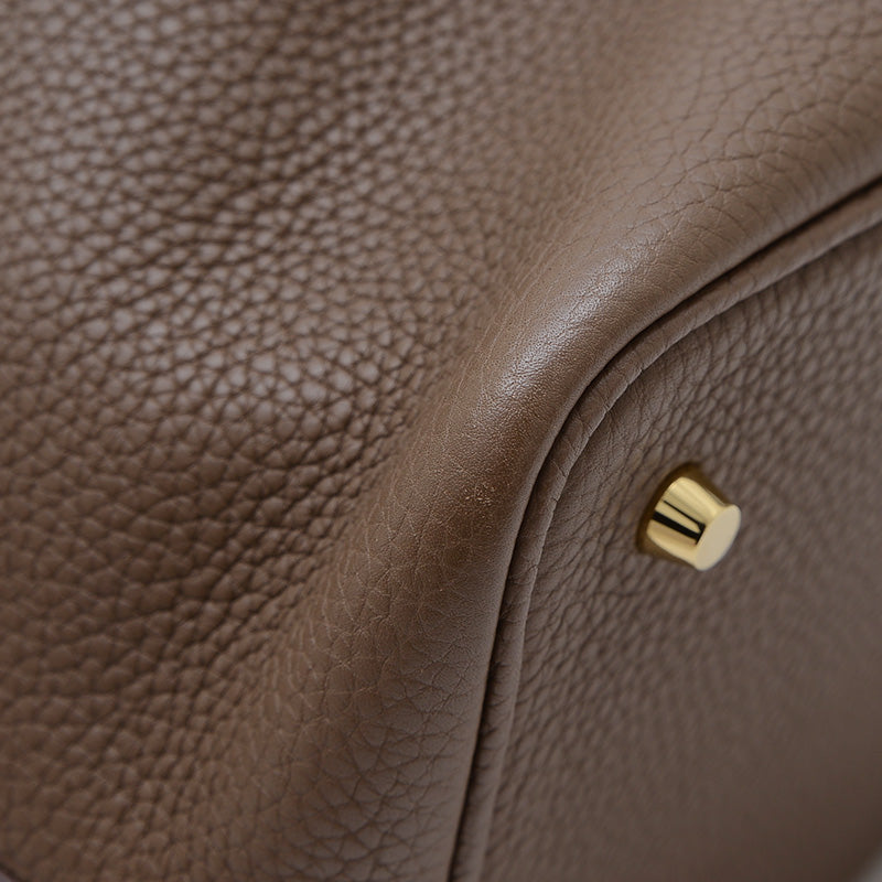 ピコタンロック MM 22 トリヨン エトゥープ ゴールド金具 C刻印 ハンドバッグ