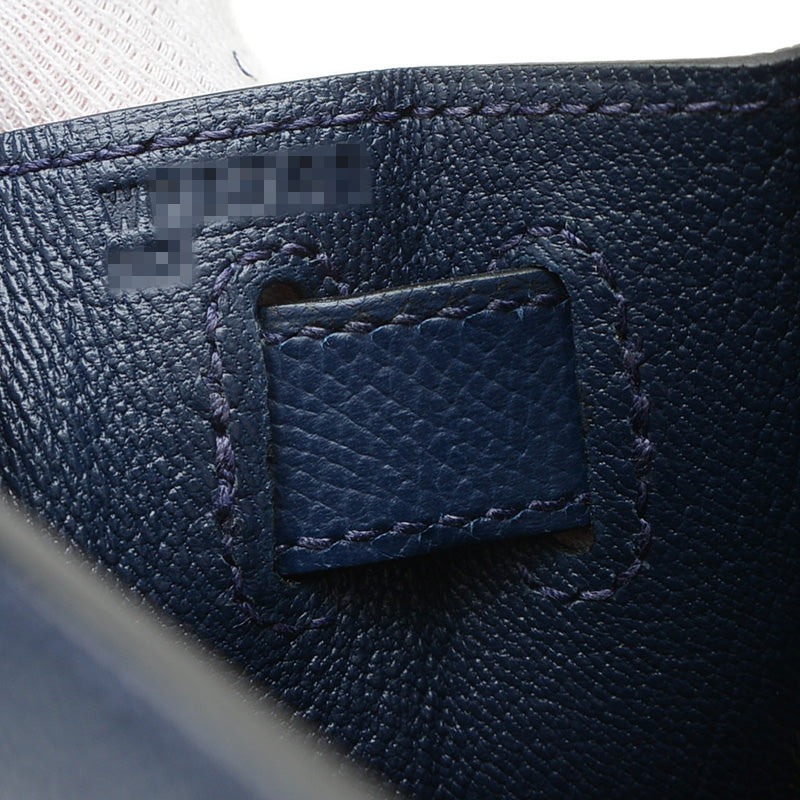 ケリー28 外縫い エプソン ブルーネイビー ゴールド金具 W刻印 ハンドバッグ