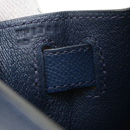 ケリー28 外縫い エプソン ブルーネイビー ゴールド金具 W刻印 ハンドバッグ