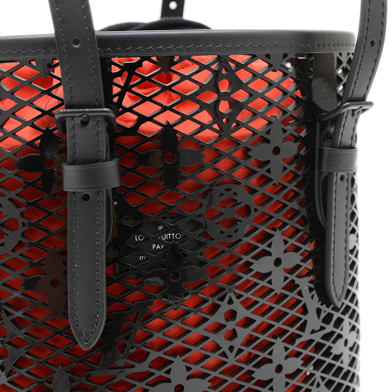 モノグラムレース バケットPM ハンドバッグ ブラック/レッド パテント/レザー M20352 トートバッグ