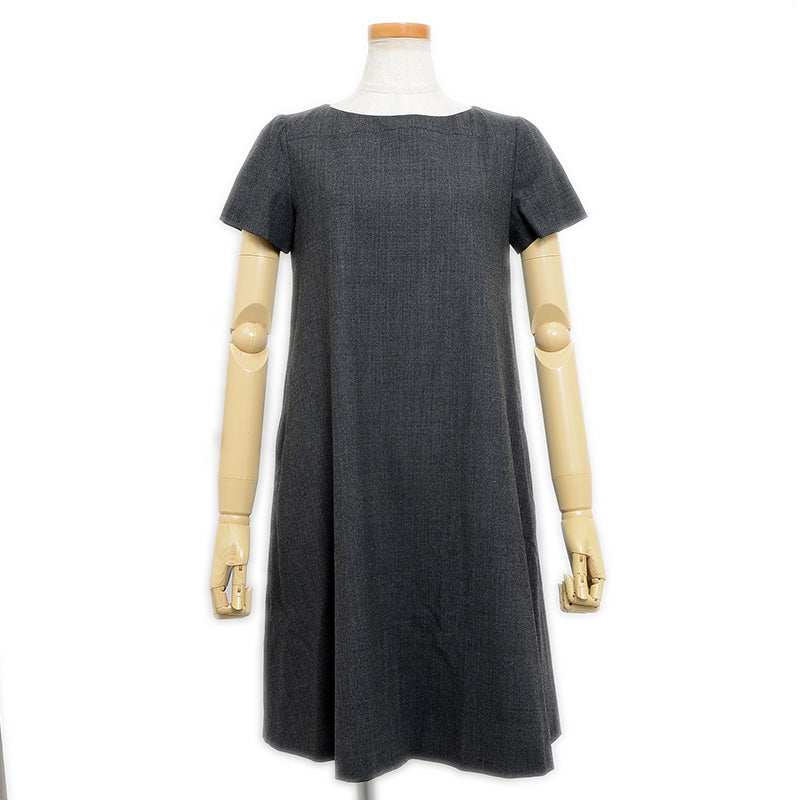 ワンピース 半袖 ウール グレー レディース 38サイズ ワンピース