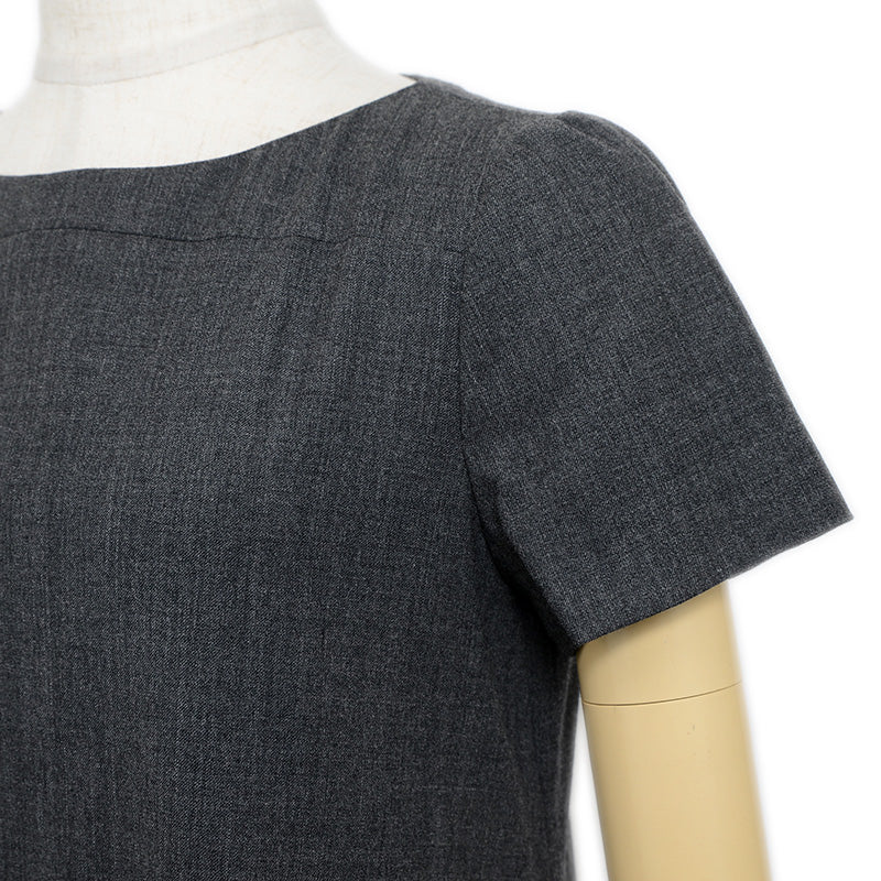 ワンピース 半袖 ウール グレー レディース 38サイズ ワンピース