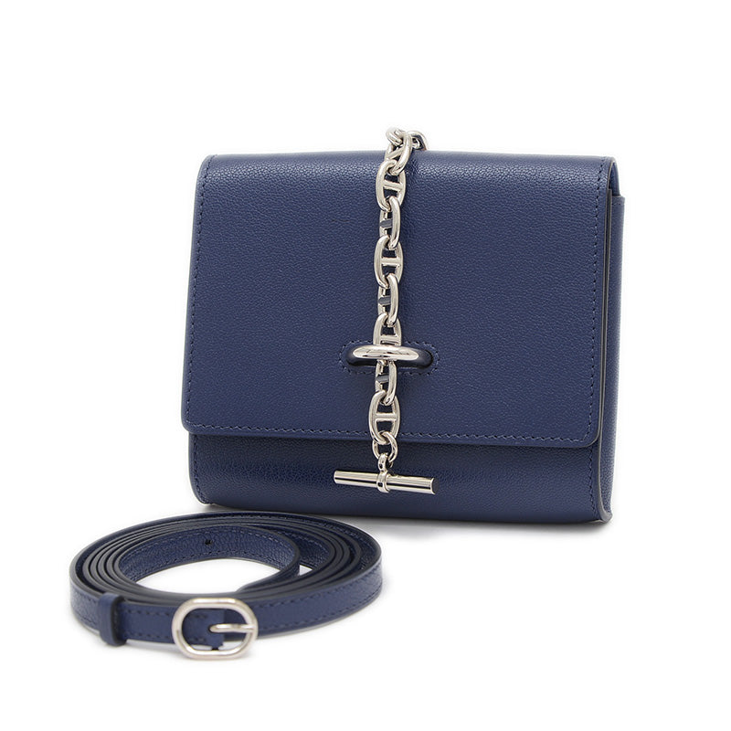 シェーヌダンクル コンパクト ショルダーウォレット ブルーサフィール B刻印 長財布