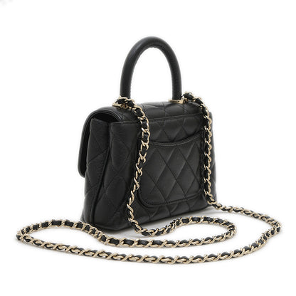 ココハンドル エクストラミニ キャビアスキン ブラック ゴールド金具 AP4244 ハンドバッグ