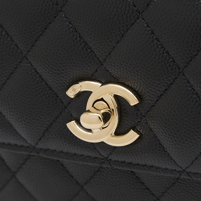 ココハンドル エクストラミニ キャビアスキン ブラック ゴールド金具 AP4244 ハンドバッグ