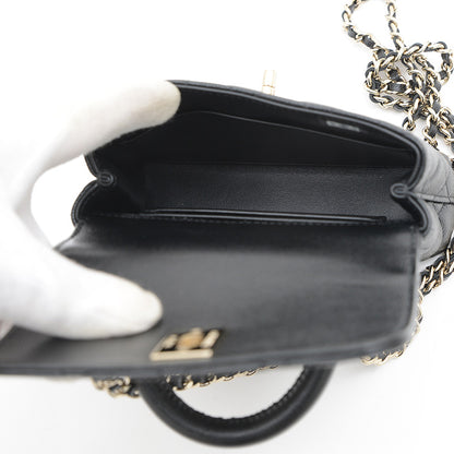 ココハンドル エクストラミニ キャビアスキン ブラック ゴールド金具 AP4244 ハンドバッグ