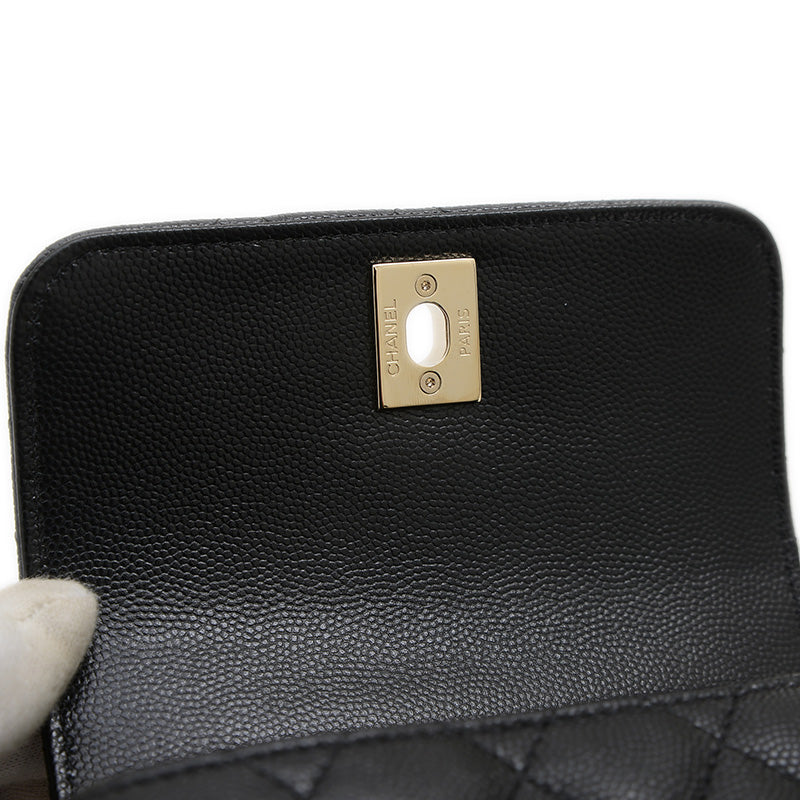 ココハンドル エクストラミニ キャビアスキン ブラック ゴールド金具 AP4244 ハンドバッグ