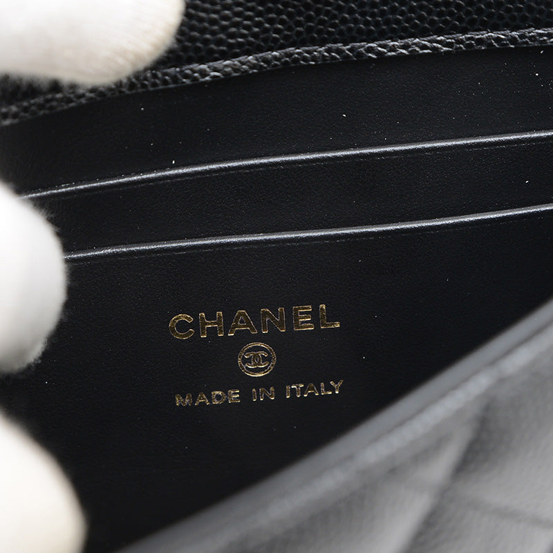 ココハンドル エクストラミニ キャビアスキン ブラック ゴールド金具 AP4244 ハンドバッグ