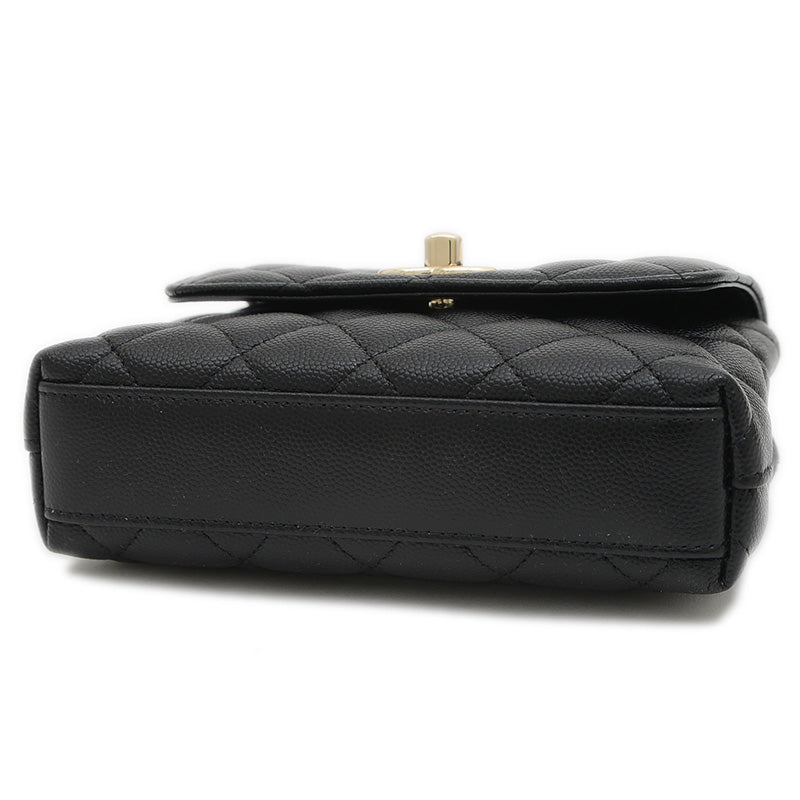 ココハンドル エクストラミニ キャビアスキン ブラック ゴールド金具 AP4244 ハンドバッグ