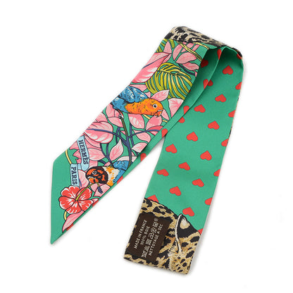 ツイリー ジャングルラブ エムロード/ローズ/ブラン シルク100% スカーフ