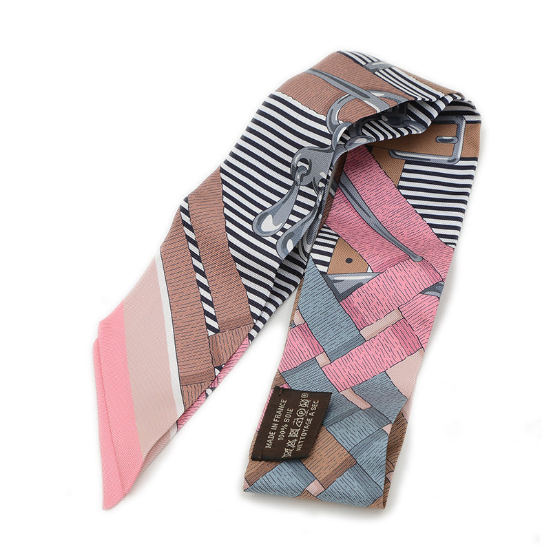 ツイリー 馬銜 シュミーズ ヴューローズ/グレー/キャメル シルク100% スカーフ