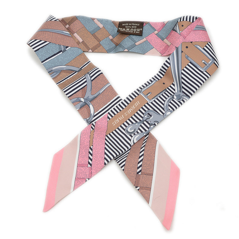 ツイリー 馬銜 シュミーズ ヴューローズ/グレー/キャメル シルク100% スカーフ