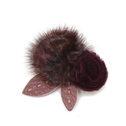 ブローチ　ミンク パープル ブローチ