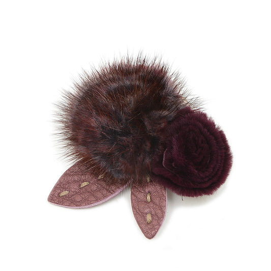 ブローチ　ミンク パープル ブローチ