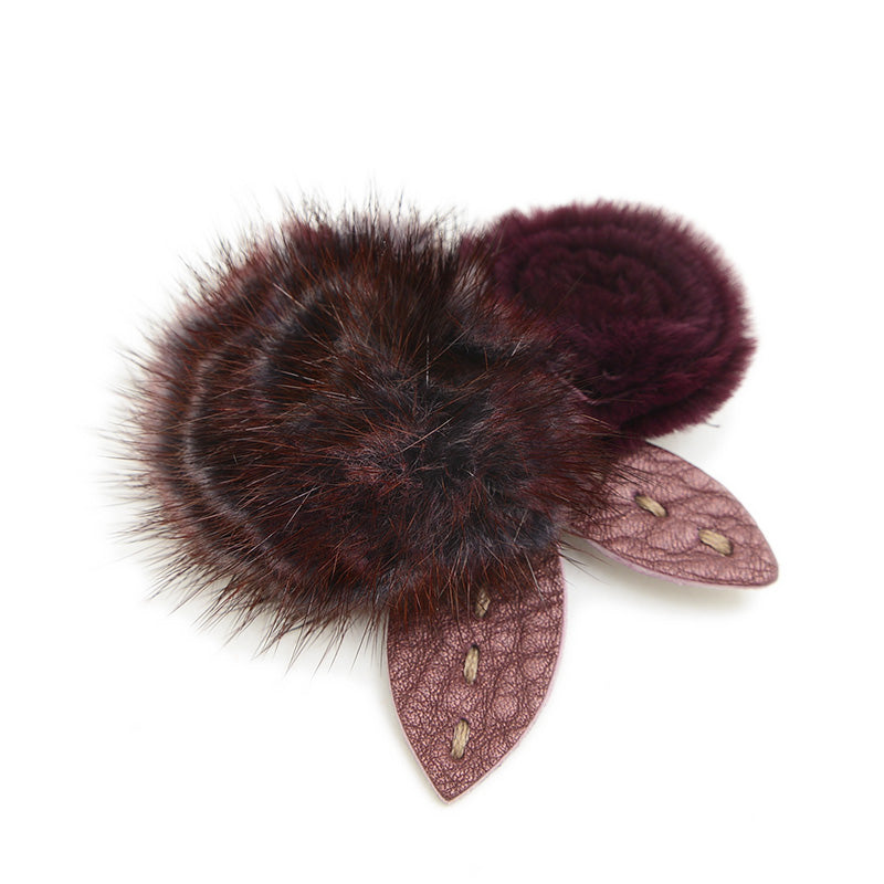 ブローチ　ミンク パープル ブローチ