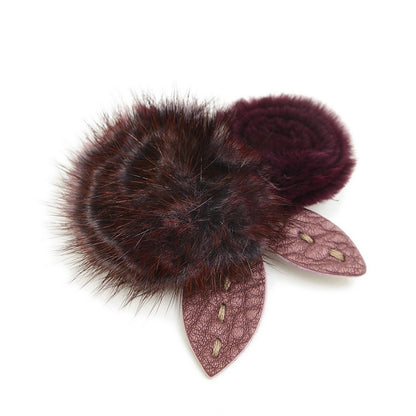 ブローチ　ミンク パープル ブローチ