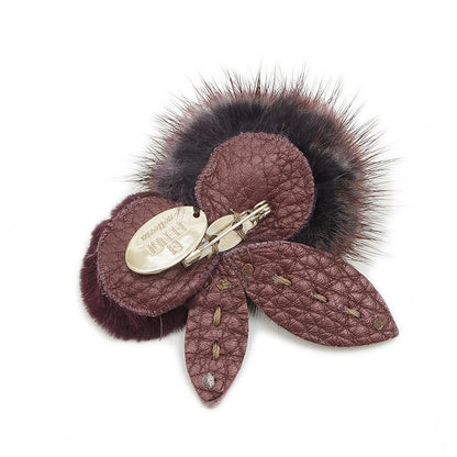 ブローチ　ミンク パープル ブローチ