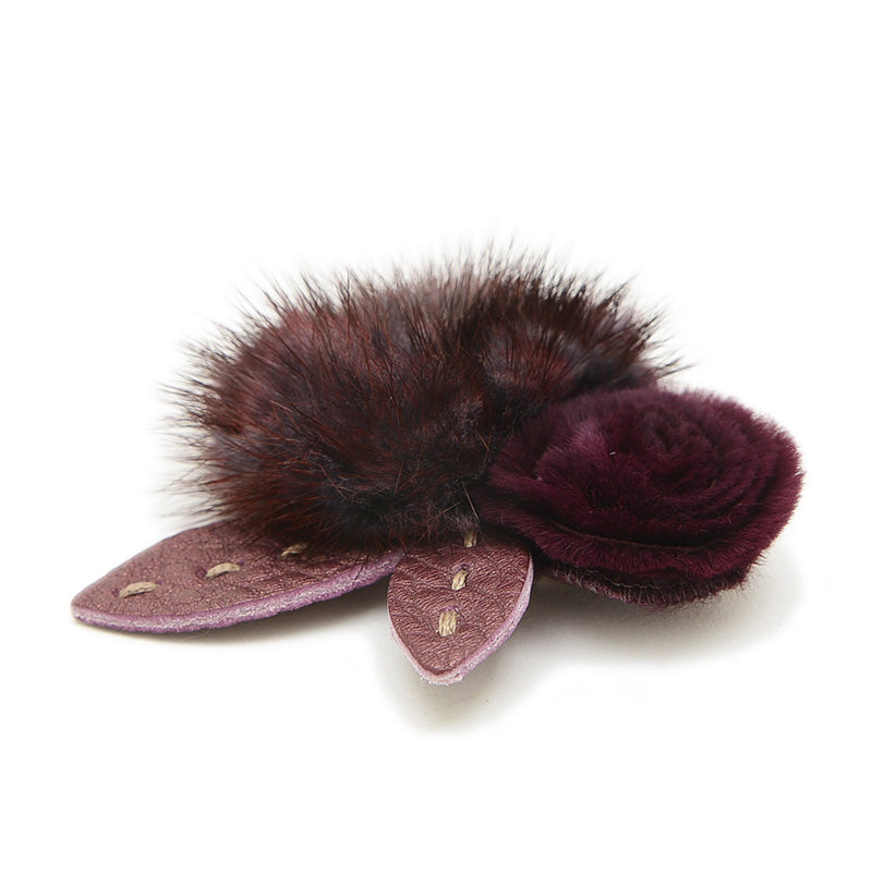 ブローチ　ミンク パープル ブローチ