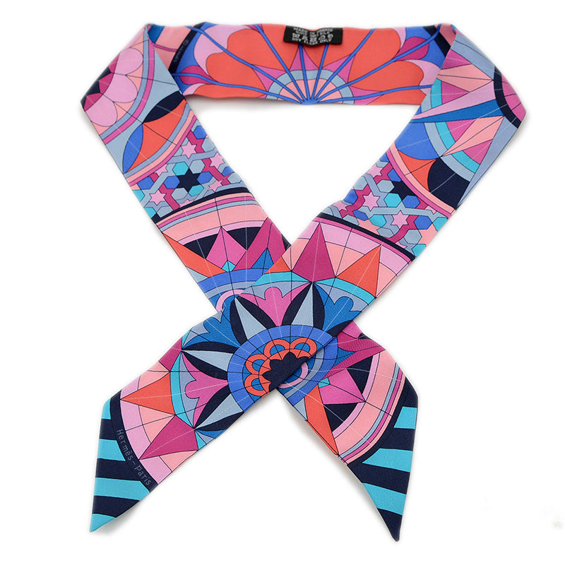 ツイリー　羅針盤のバラ マルチカラー シルク100％ スカーフ