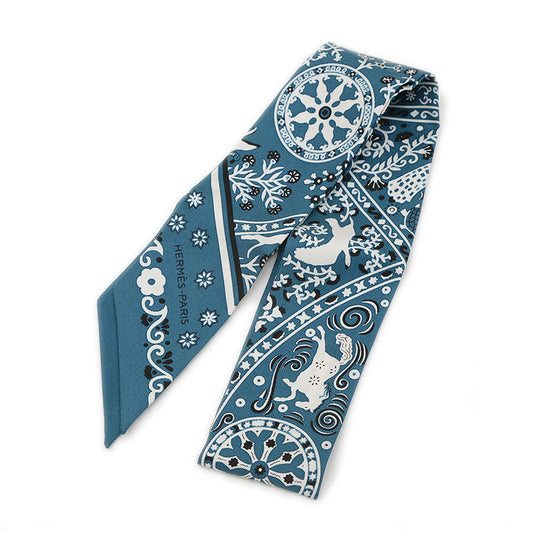 ツイリー 風の民 キュラソー/ノワール/ブラン シルク100% スカーフ