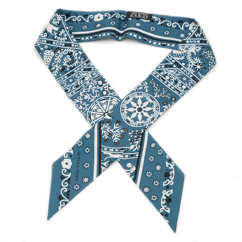 ツイリー 風の民 キュラソー/ノワール/ブラン シルク100% スカーフ