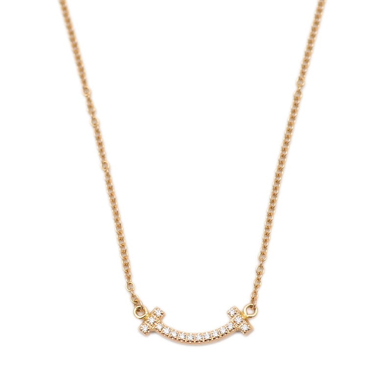 Tスマイル ミニ ペンダント K18YG/ダイヤモンド ネックレス