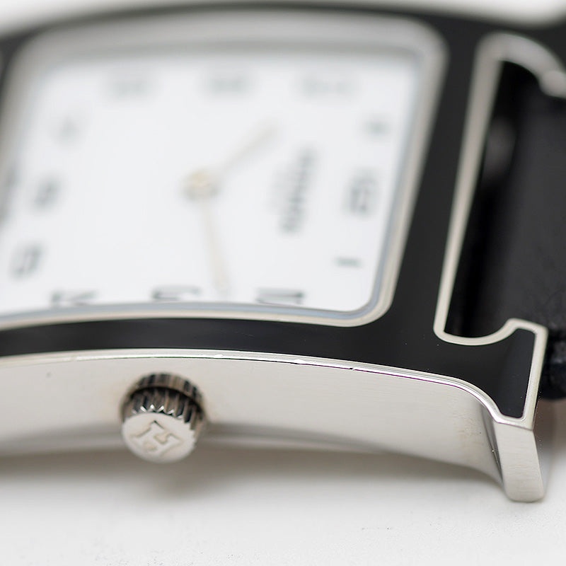 Hウォッチ MM ブラックラッカー レディース 白文字盤 クォーツ HH1.521 腕時計