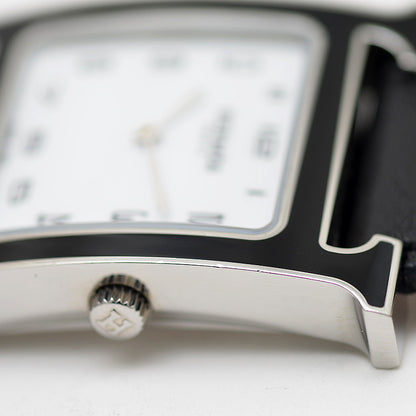 Hウォッチ MM ブラックラッカー レディース 白文字盤 クォーツ HH1.521 腕時計