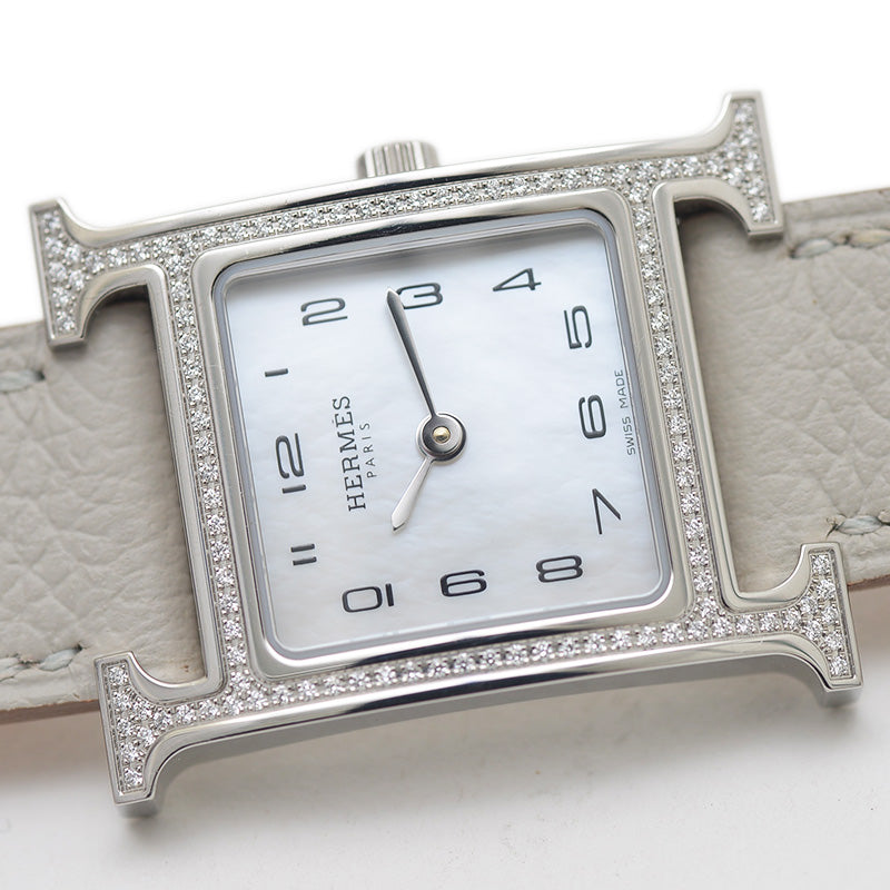 Hウォッチ ミニ レディース シェル文字盤 SS/ダイヤ クォーツ HH1.235 腕時計