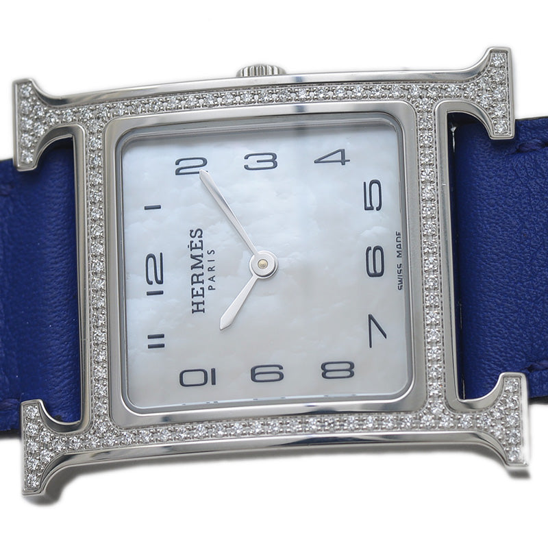 Hウォッチ PM レディース シェル文字盤 SS/ダイヤ/レザー クォーツ HH1.531 腕時計