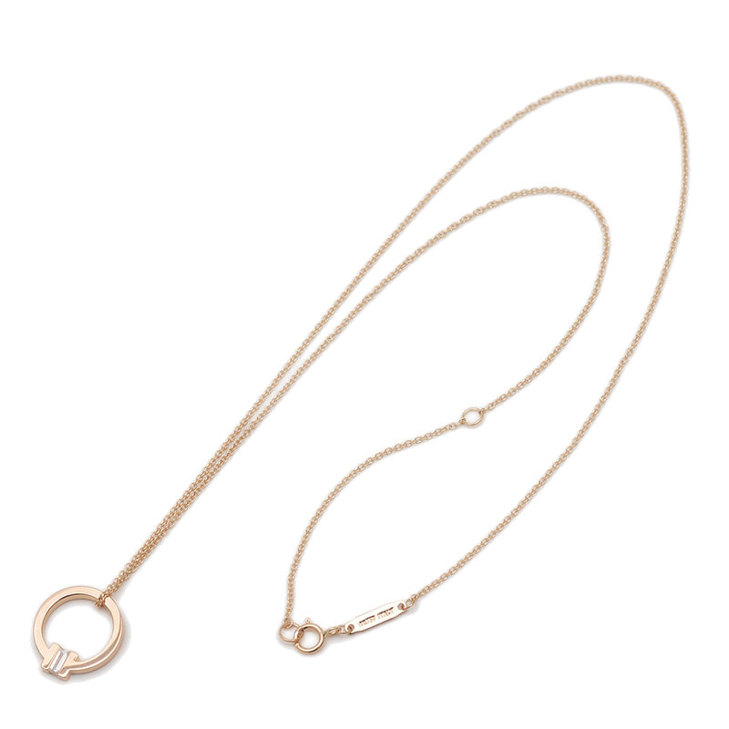 Tスクエア ネックレス K18PG/ダイヤ ネックレス