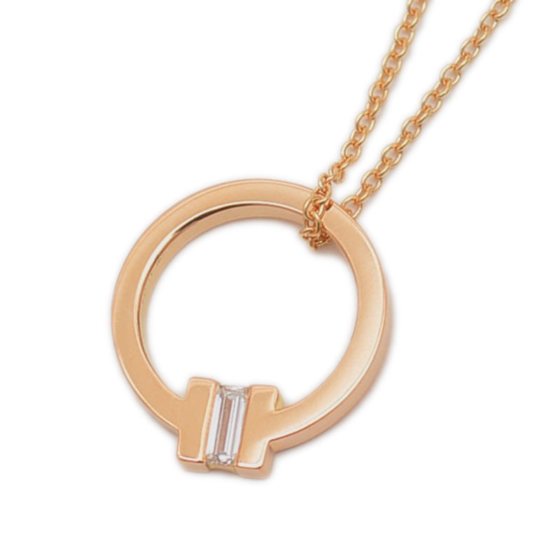 Tスクエア ネックレス K18PG/ダイヤ ネックレス