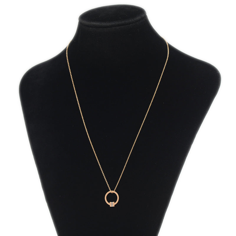 Tスクエア ネックレス K18PG/ダイヤ ネックレス