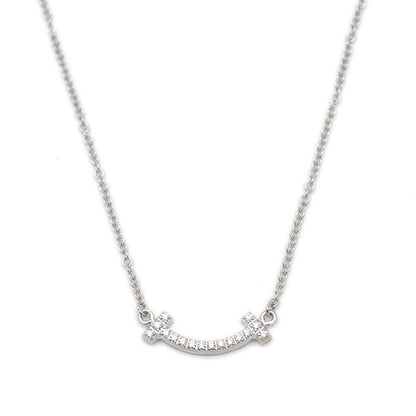 Tスマイル ミニ ペンダント K18WG/ダイヤモンド ネックレス