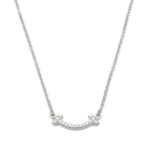 Tスマイル ミニ ペンダント K18WG/ダイヤモンド ネックレス