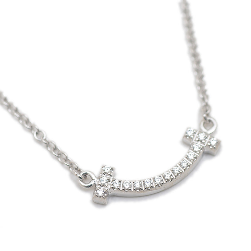 Tスマイル ミニ ペンダント K18WG/ダイヤモンド ネックレス