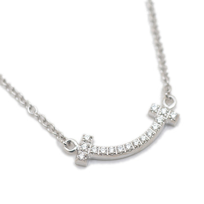 Tスマイル ミニ ペンダント K18WG/ダイヤモンド ネックレス