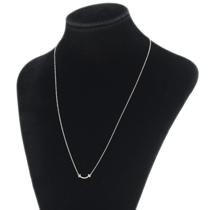 Tスマイル ミニ ペンダント K18WG/ダイヤモンド ネックレス