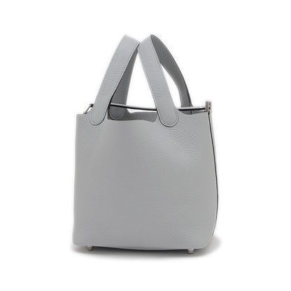 ピコタンロック PM 18 ブルーグラシエ シルバー金具 K刻印 ハンドバッグ