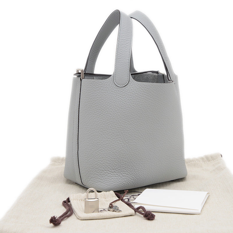 ピコタンロック PM 18 ブルーグラシエ シルバー金具 K刻印 ハンドバッグ