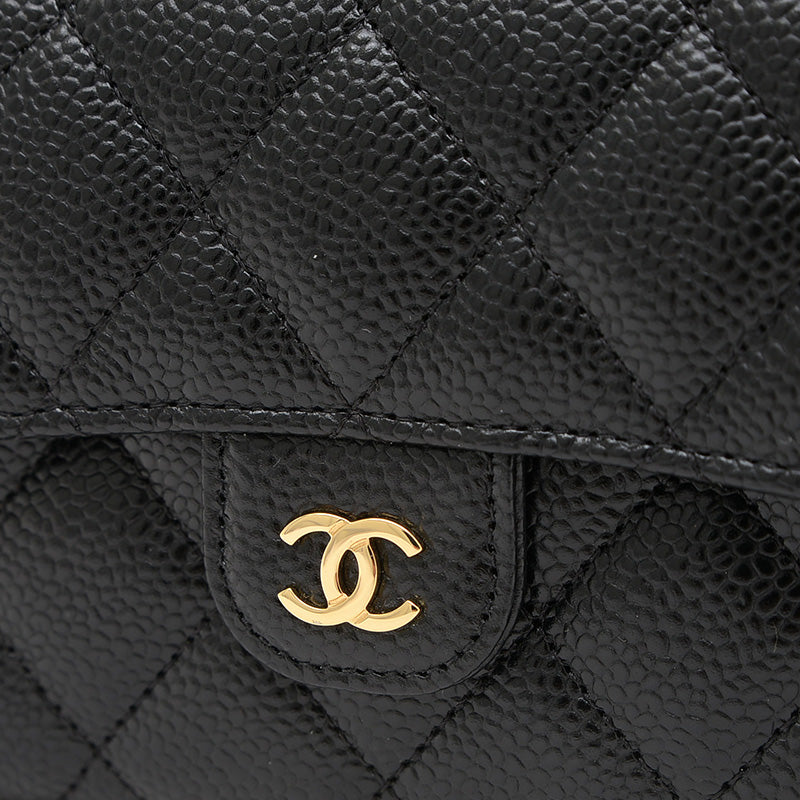 ロングウォレット クラシック 長財布 キャビアスキン ブラック A80758 長財布