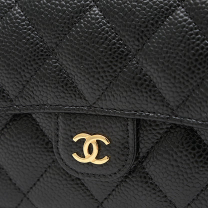 ロングウォレット クラシック 長財布 キャビアスキン ブラック A80758 長財布