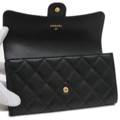 ロングウォレット クラシック 長財布 キャビアスキン ブラック A80758 長財布
