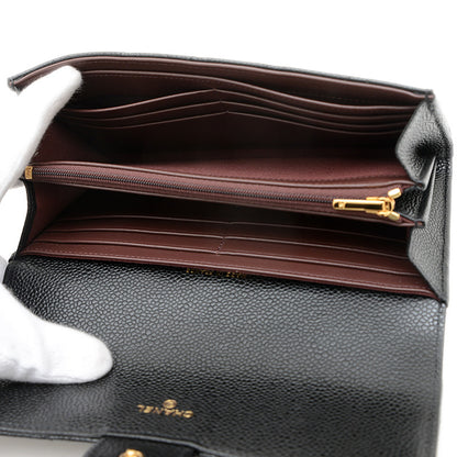 ロングウォレット クラシック 長財布 キャビアスキン ブラック A80758 長財布