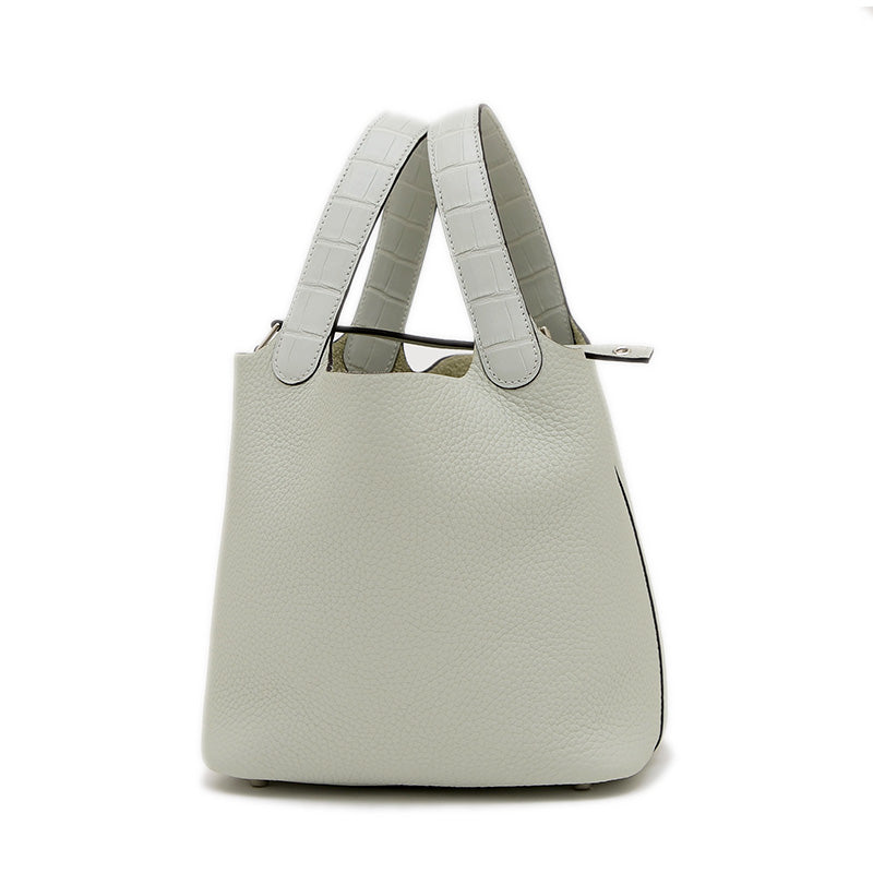 ピコタンロック PM 18 タッチ トリヨン/アリゲーター グリネヴェ シルバー金具 W刻印 ハンドバッグ