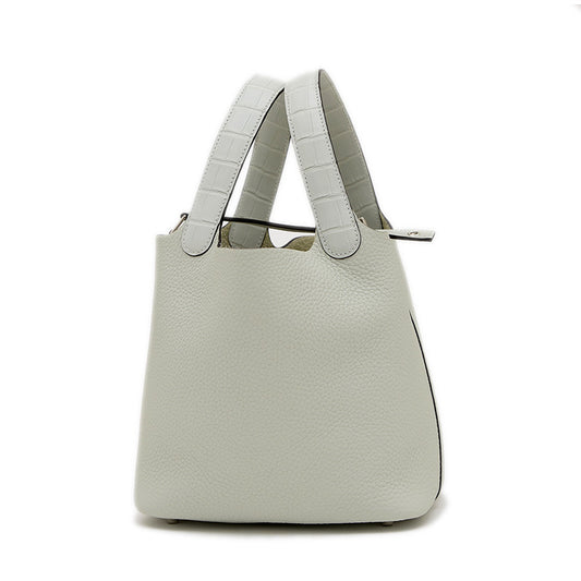 ピコタンロック PM 18 タッチ トリヨン/アリゲーター グリネヴェ シルバー金具 W刻印 ハンドバッグ