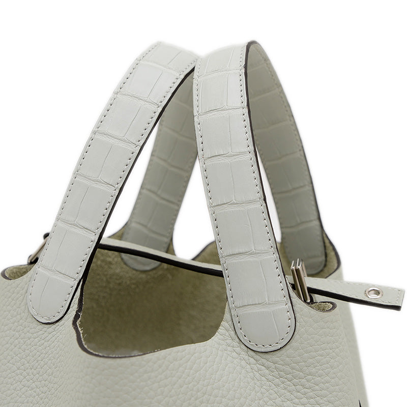 ピコタンロック PM 18 タッチ トリヨン/アリゲーター グリネヴェ シルバー金具 W刻印 ハンドバッグ