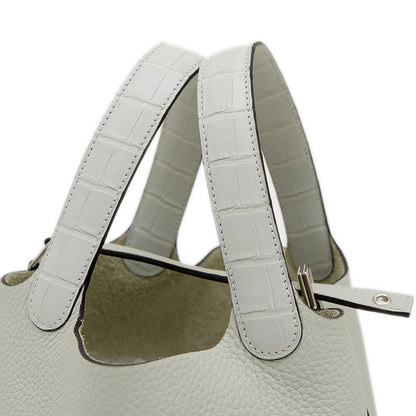 ピコタンロック PM 18 タッチ トリヨン/アリゲーター グリネヴェ シルバー金具 W刻印 ハンドバッグ