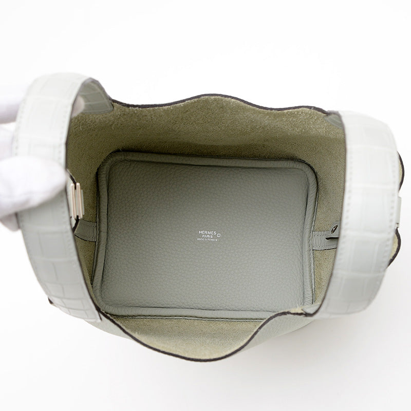 ピコタンロック PM 18 タッチ トリヨン/アリゲーター グリネヴェ シルバー金具 W刻印 ハンドバッグ